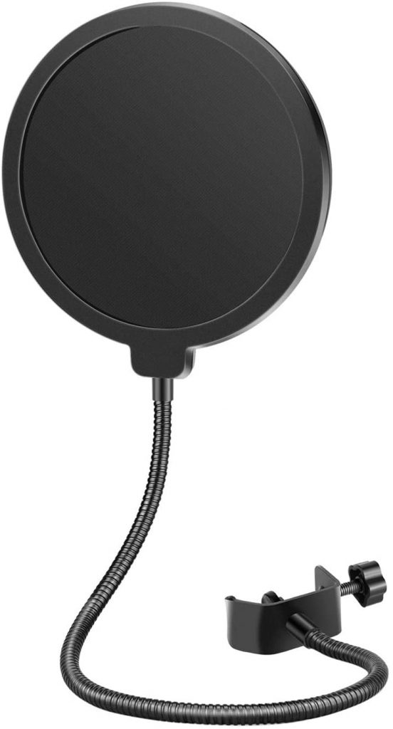 Neewer Professional Microphone Pop Filter Shield Compatible with Blue Yeti and Any Other Microphone, Dual Layered Wind Pop Screen With A Flexible 360 Degree Gooseneck Clip Stabilizing Arm